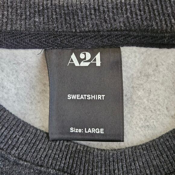 A24 Studios Pullover Sweatshirt Patch Logo Crewneck Dark Gray | Men Large - Picture 7 of 16